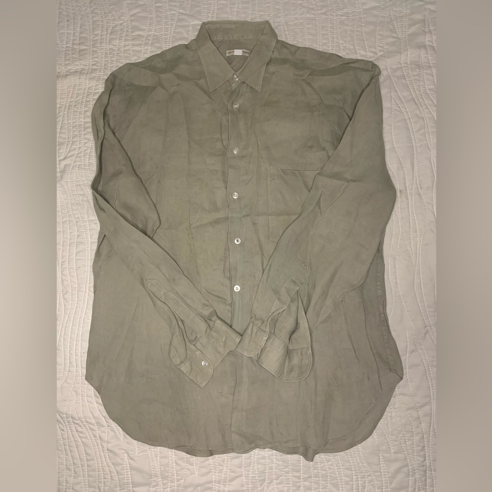 Takashimaya mens light grey button down Shirt Sz L